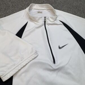 Nike Cycling Jersey Mens L 1/4 Zip DriFit Pockets‎ White Shirt Made in Italy